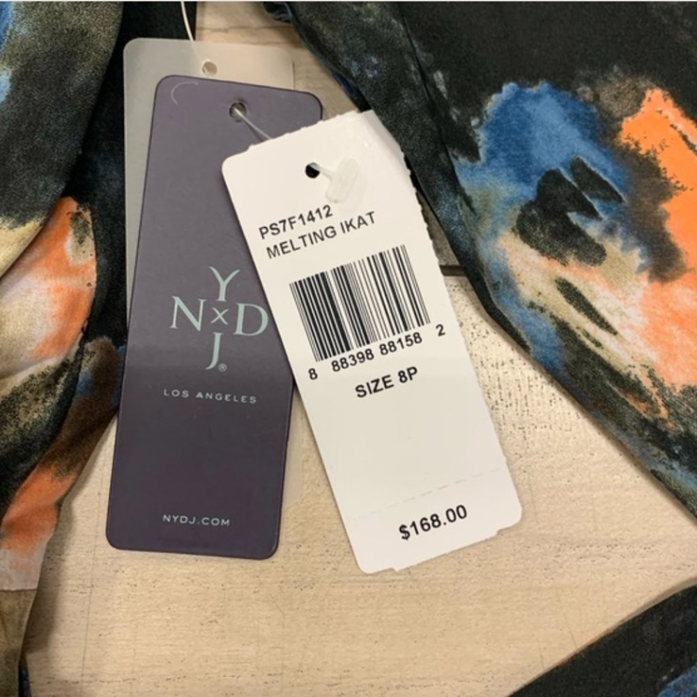 NYDJ navy multi ikat twist front dress 2P 6P 8P 10 - Picture 2 of 8